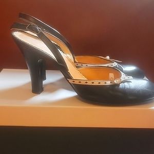 Marc Jacobs Black and White Kid Leather High Heels